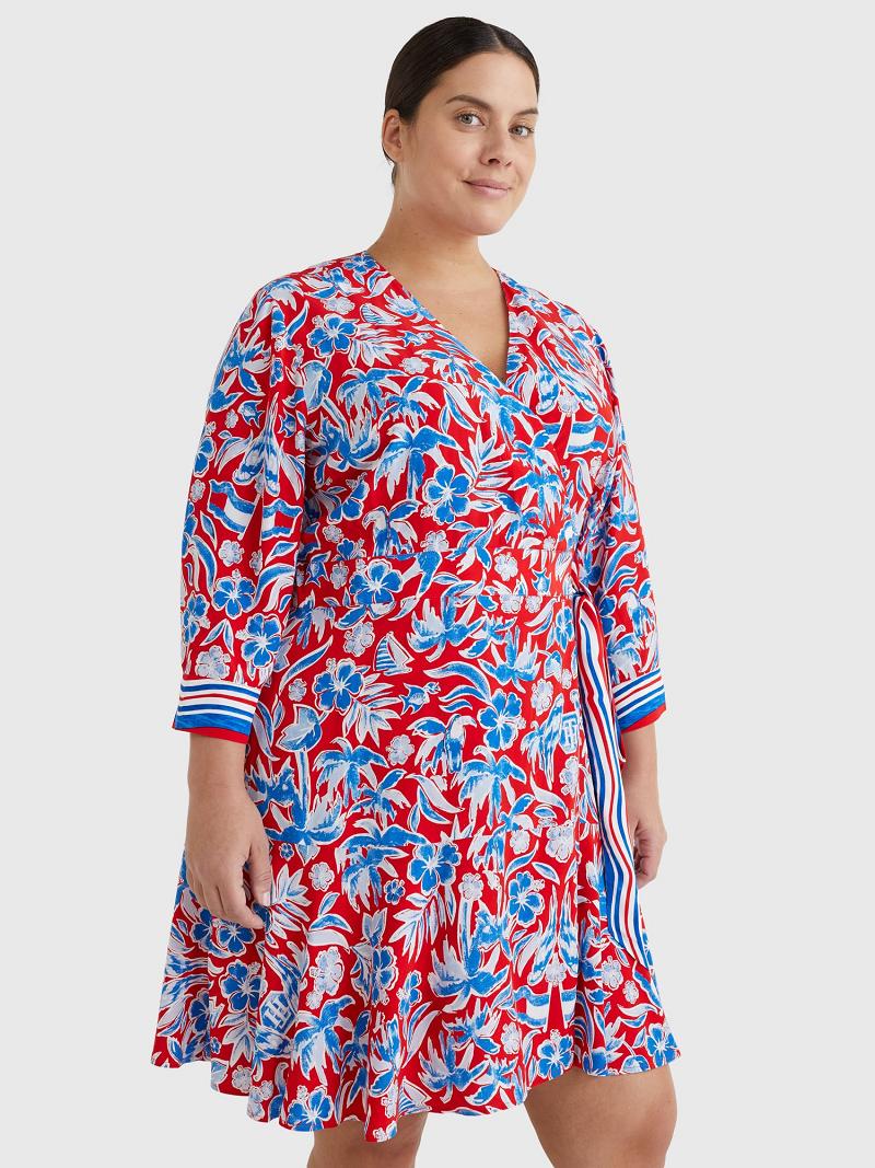 Női Tommy Hilfiger Curve Floral Wrap Dresses Színes | HU 54AHK